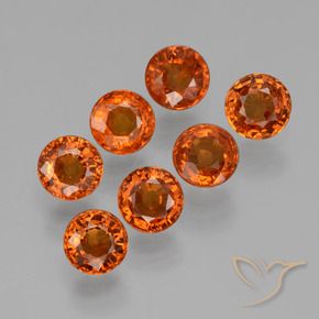 Pedras preciosas de Granada espessartita fogo laranja natural de 2.71 ct, Redondo, VS