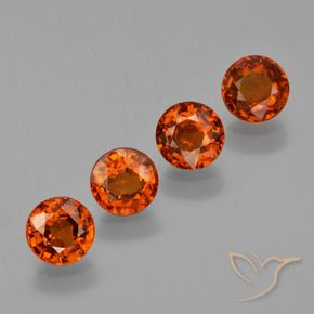 Pedras preciosas de Granada espessartita fogo laranja natural de 2.86 ct, Redondo, VS