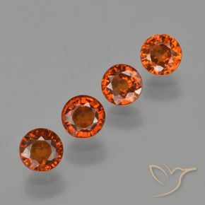 Pedras preciosas de Granada espessartita Laranja escuro natural de 2.16 ct, Redondo, VS