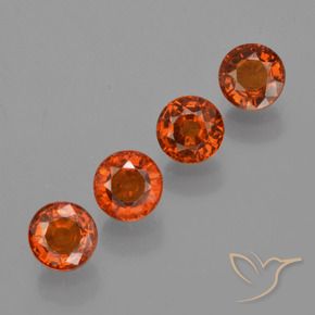 Pedras preciosas de Granada espessartita Laranja escuro natural de 2.29 ct, Redondo, VS