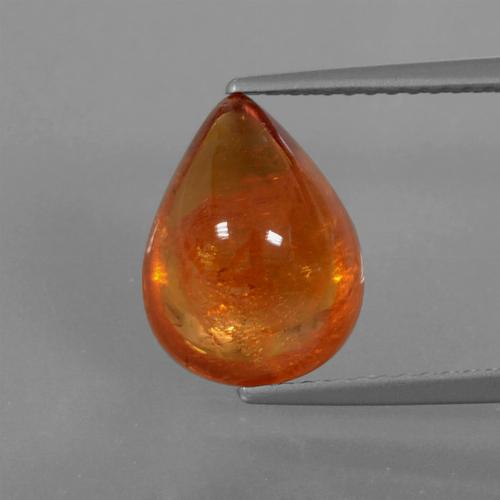 Granada espessartita âmbar laranja Natural 5.39ct, Formato de pêra, Translúcido