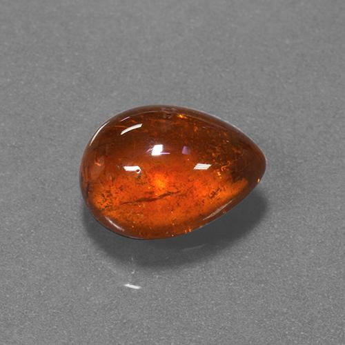 Granada espessartita laranja natural 5,89ct, formato de pêra, translúcido