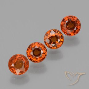 Pedras preciosas de Granada espessartita fogo laranja natural de 1.84 ct, Redondo, VS