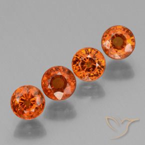 Pedras preciosas de Granada espessartita laranja avermelhado natural de 2.88 ct, Redondo, VS