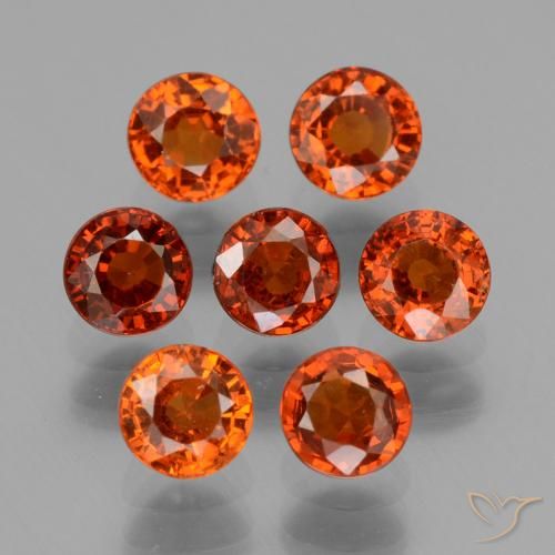 Pedras preciosas de Granada espessartita Laranja Médio natural de 3.09 ct, Redondo, VS