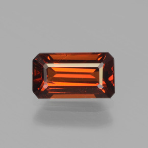 Granada espessartita laranja natural 1,26ct, corte esmeralda, VS