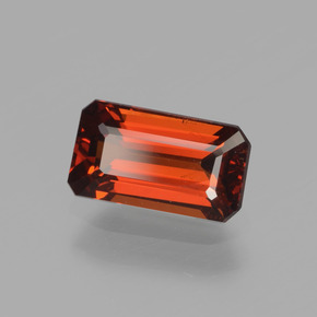 Granada espessartita laranja natural 1,26ct, corte esmeralda, VS