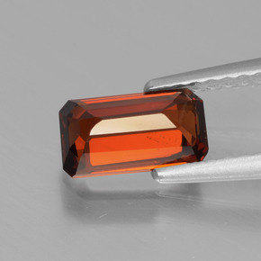 Granada espessartita laranja natural 1,26ct, corte esmeralda, VS