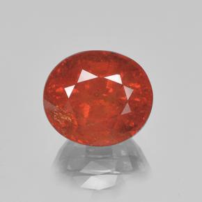 Granada espessartita Vermelho brilhante Natural 5.21ct, Corte Oval, VS-SI