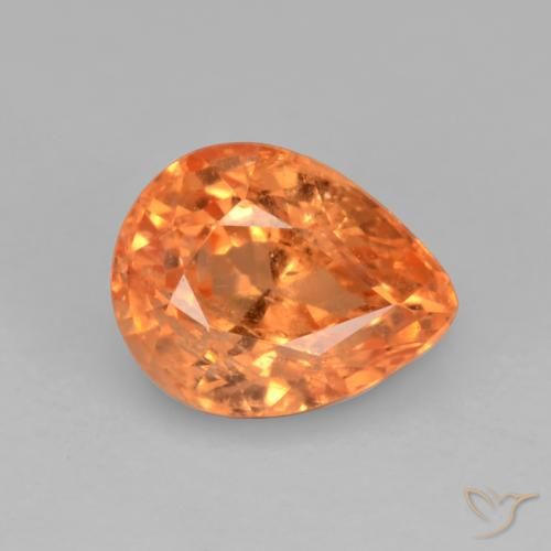 Granada espessartita Laranja Médio Natural 0.86ct, Formato de pêra, VS-SI