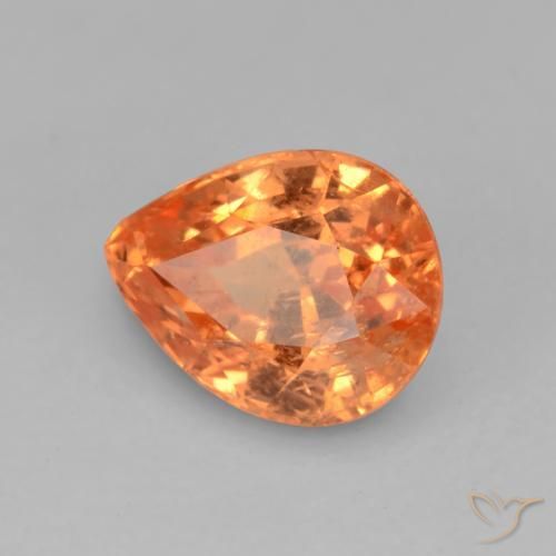Granada espessartita Laranja Médio Natural 0.86ct, Formato de pêra, VS-SI