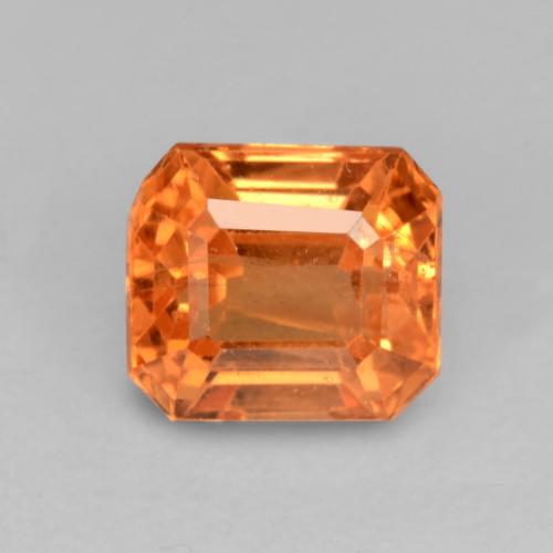 Granada espessartita laranja natural 0,91ct, corte esmeralda, VS-SI