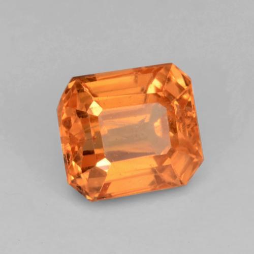 Granada espessartita laranja natural 0,91ct, corte esmeralda, VS-SI
