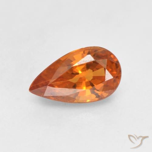Granada espessartita Laranja brilhante Natural 0.66ct, Formato de pêra, VS