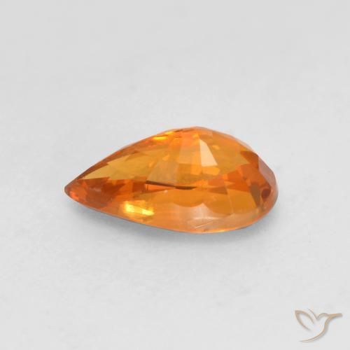 Granada espessartita Laranja brilhante Natural 0.66ct, Formato de pêra, VS