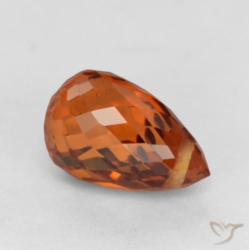 Granada espessartita laranja natural 1,23ct, briolete, VS-SI