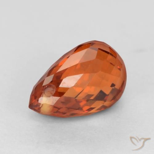 Granada espessartita laranja natural 1,23ct, briolete, VS-SI