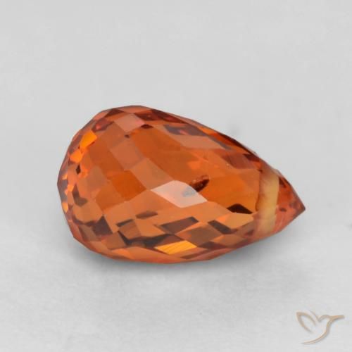 Granada espessartita laranja natural 1,23ct, briolete, VS-SI