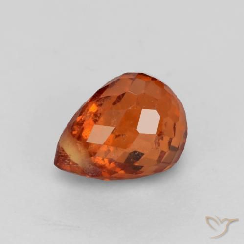 Granada espessartita Vermelho Âmbar Profundo Natural 0.97ct, Briolette, VS-SI