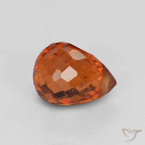 Granada espessartita Vermelho Âmbar Profundo Natural 0.97ct, Briolette, VS-SI