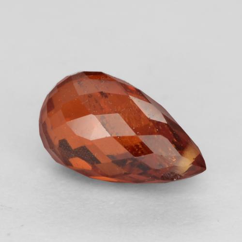 Granada espessartita vermelho natural 1,23ct, briolete, VS-SI