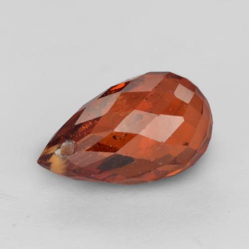Granada espessartita vermelho natural 1,23ct, briolete, VS-SI