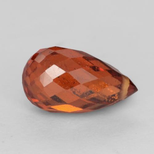 Granada espessartita vermelho natural 1,23ct, briolete, VS-SI