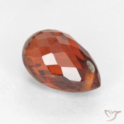 Granada espessartita vermelho natural 1,51ct, briolete, VS