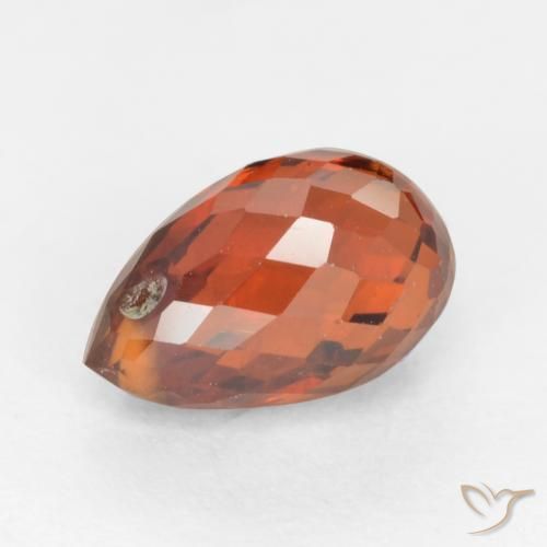 Granada espessartita vermelho natural 1,51ct, briolete, VS