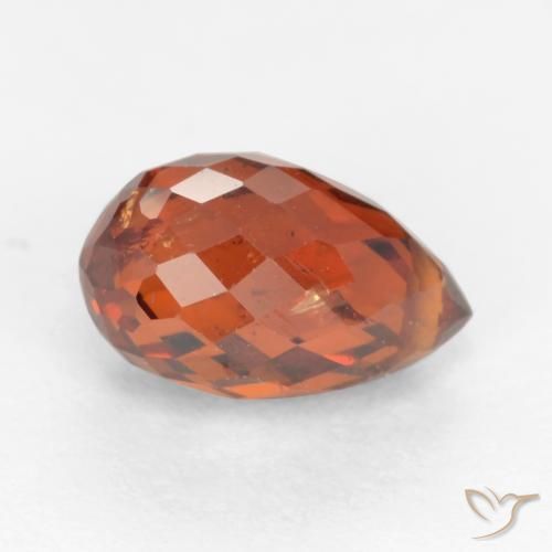 Granada espessartita vermelho natural 1,51ct, briolete, VS