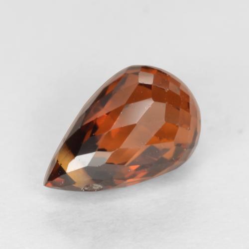 Granada espessartita vermelho natural 1,33ct, briolete, VS