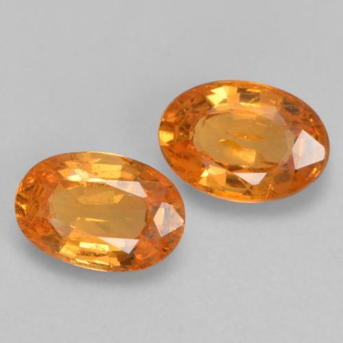 Pedras preciosas de granada espessartita laranja natural de 1,19 ct, corte oval, VS
