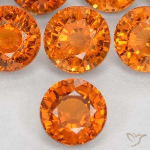 0.51ct Natural Laranja Médio Granada espessartita, Redondo, VS