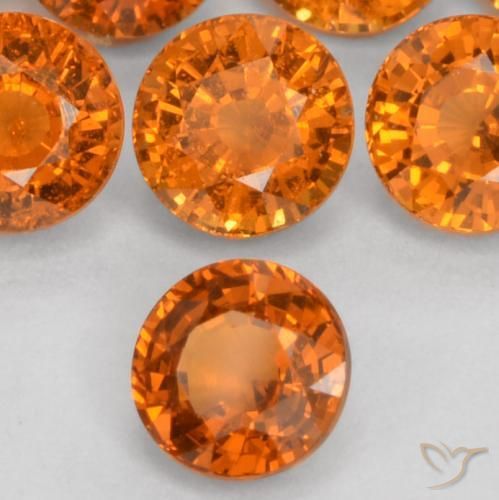 Granada espessartita Laranja Médio Natural 0.51ct, Redondo, VS