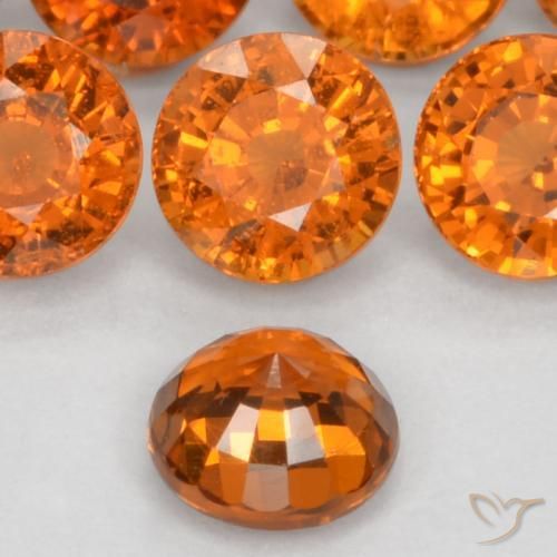 Granada espessartita Laranja Médio Natural 0.51ct, Redondo, VS