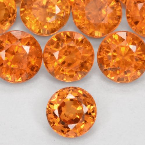 Granada espessartita laranja avermelhado Natural 0.26ct, Redondo, VS