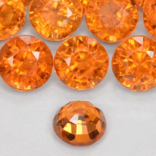 Granada espessartita laranja avermelhado Natural 0.26ct, Redondo, VS