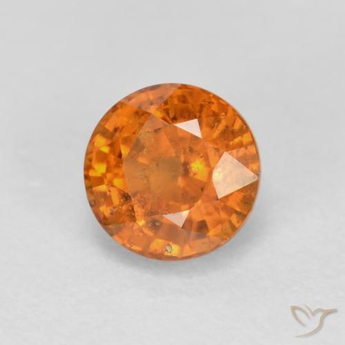 Granada espessartita Laranja terroso Natural 0.56ct, Redondo, VS-SI