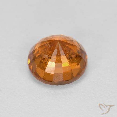 Granada espessartita Laranja terroso Natural 0.56ct, Redondo, VS-SI