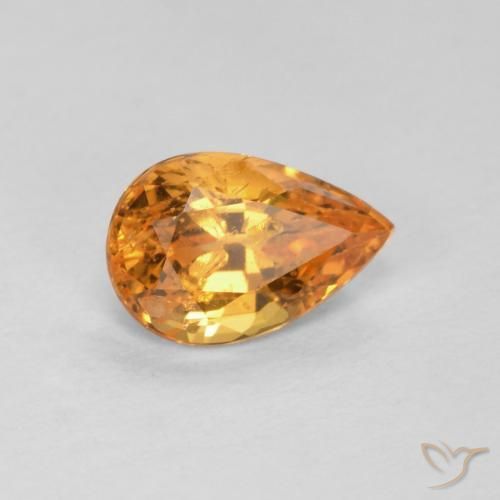 Granada espessartita laranja natural 0,58ct, formato de pêra, VS-SI