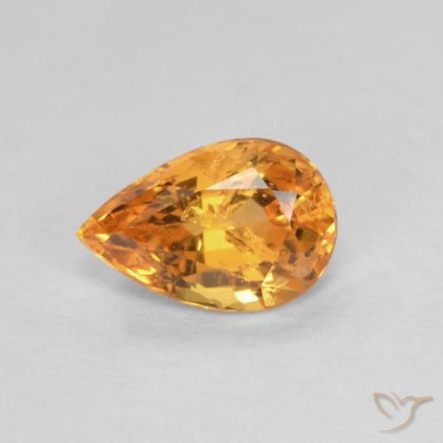 Granada espessartita laranja natural 0,58ct, formato de pêra, VS-SI