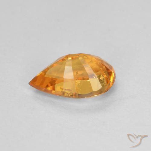 Granada espessartita laranja natural 0,58ct, formato de pêra, VS-SI