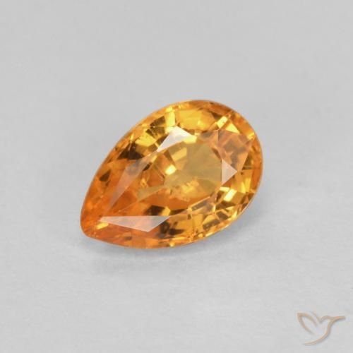 Granada espessartita Laranja Médio Natural 0.58ct, Formato de pêra, VS-SI