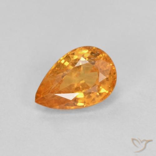 Granada espessartita Laranja Médio Natural 0.58ct, Formato de pêra, VS-SI