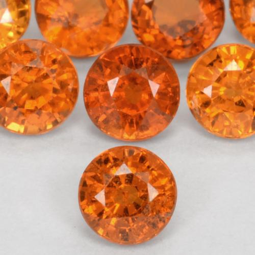 Pedras preciosas de granada espessartita laranja profundo natural de 0,57 ct, corte redondo, VS