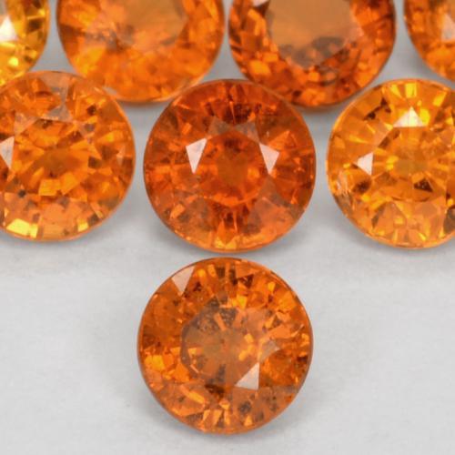 Pedras preciosas de granada espessartita laranja profundo natural de 0,57 ct, corte redondo, VS