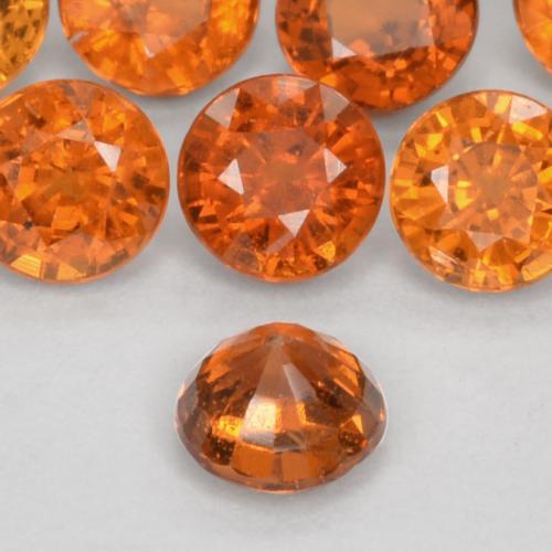 Pedras preciosas de granada espessartita laranja profundo natural de 0,57 ct, corte redondo, VS