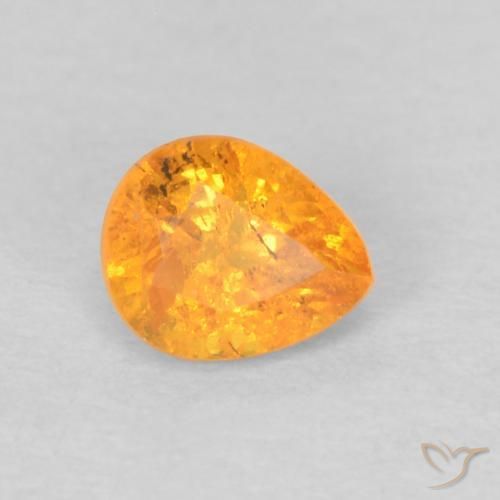 Granada espessartita Laranja Médio Natural 0.38ct, Formato de pêra, VS