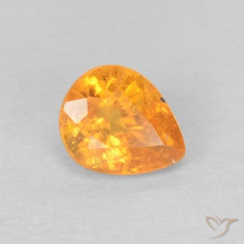 Granada espessartita Laranja Médio Natural 0.54ct, Formato de pêra, VS