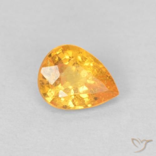 Granada espessartita Laranja-Ouro Natural 0.42ct, Formato de pêra, VS